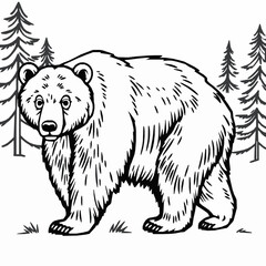 Obraz premium Bear Outline Icon, Strong Forest Animal Vector, Editable Stroke, Black Isolated Design