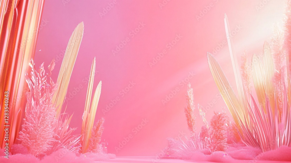 Poster a vibrant pink background with soft glowing golden rays emanating from the bottom