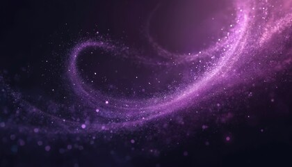 Fototapeta premium Dreamlike swirl of violet particles creates a mystical ethereal space. Abstract purple background conveys serenity and tranquility with glowing light and smooth texture for modern trendy designs.
