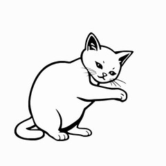 Naklejka premium Cat Outline Icon, Black Stroke, Editable Vector, Cute Pet Illustration,