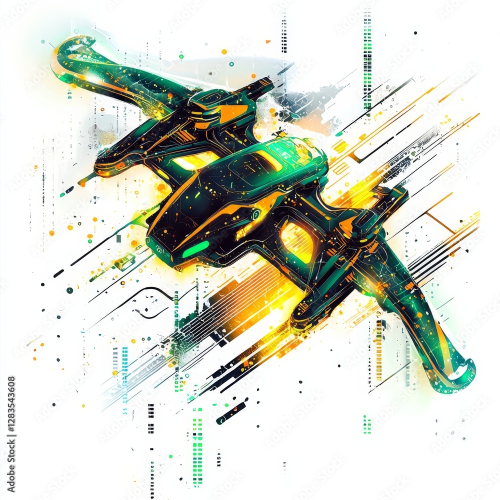 Poster futuristic drone design: an artistic representation of a sleek and modern drone with a futuristic de