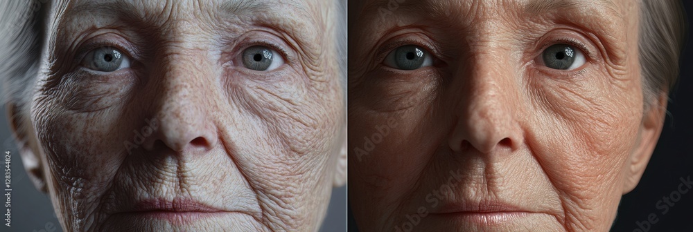 Fototapete transformation of aging a visual comparison of aged and youthful skin highlighting changes in textur