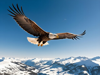 Golden Eagle Soaring in Alpine valleys