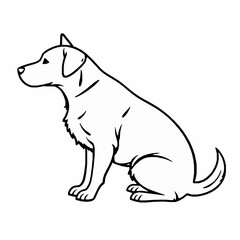 Fototapeta premium Dog Outline Icon, Black Stroke, Editable Vector, Loyal Pet Illustration