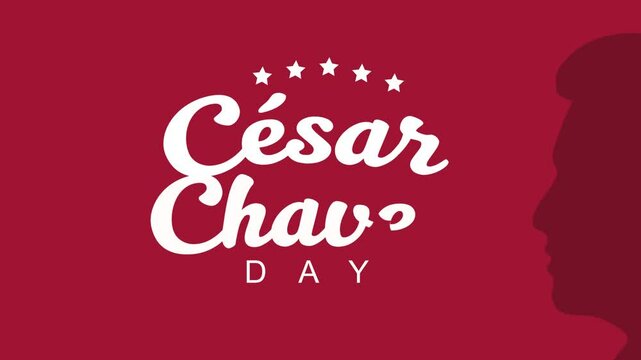 c&eacute;sar ch&aacute;vez day animated text. 4K lettering footage