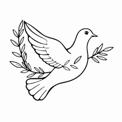 Fototapeta premium Dove Outline Icon, Black Stroke, Editable Vector Illustration, Peace Symbol Designs,