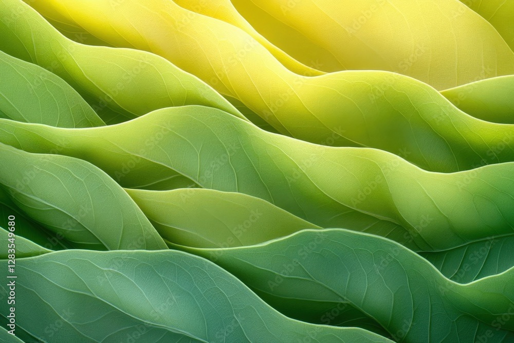 Poster abstract gradient pattern of green and yellow leaves with wavy texture for backgrounds and decorativ