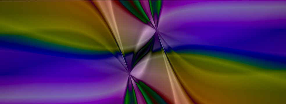 abstract wave fluid artistic image. dynamic line motion. colorful gradient fluid flow. symmetrical soft line art, purple, green, yellow tones and shades. wallpaper. banner