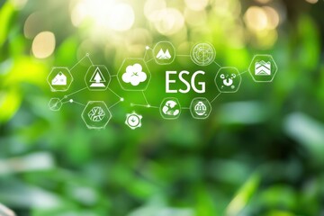 ESG concept: energy, environment and social sustainability icon. Suitable for sustainability presentations, CSR reports, environmental awareness campaigns, geography and ecology science research.