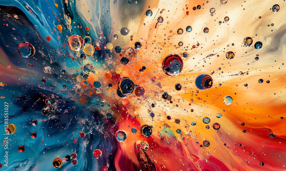 Poster dynamic explosion of colorful paint splashes creates an energetic and vibrant visual effect