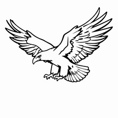 Obraz premium Flying Eagle Outline Icon Isolated, Black Stroke, Editable Vector Illustrations,