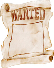 watercolor wanted poster