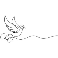 Dove  flying drawing bird  icon  continuous one line drawing  outline vector illustration 