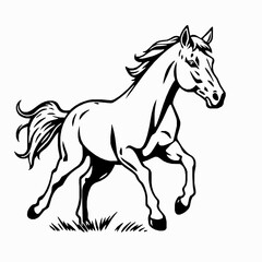 Obraz premium Horse Outline Icon, Black Stroke, Editable Vector, Farm and Racing Animal Illustration