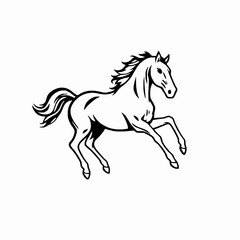 Horse Outline Icon, Black Stroke, Editable Vector, Farm and Racing Animal Illustration,