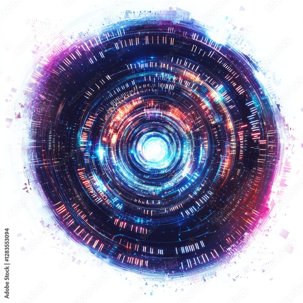 Poster abstract cosmic tunnel: this is an abstract, circular image that draws the viewer into a colorful tu