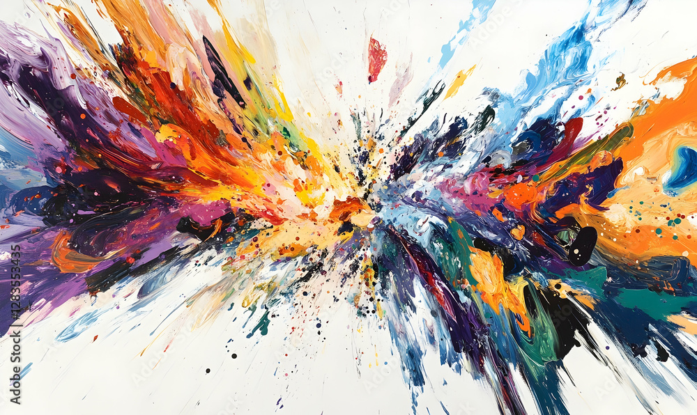 Aufkleber dynamic explosion of colorful paint splashes creates an energetic and vibrant visual effect