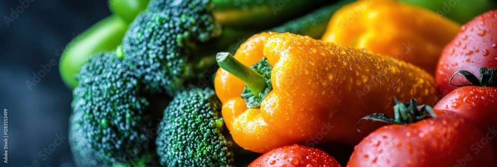 Poster fresh vegetables arranged together highlighting vibrant colors and textures at a market stand in the