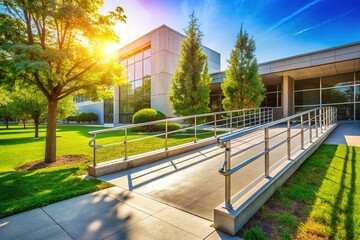 Accessible Entrance: Modern Wheelchair Ramp Leading to Building