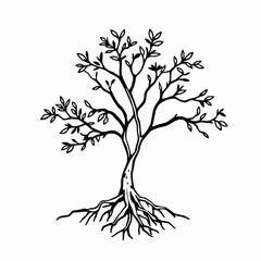 Mangrove Tree Outline Icon, Coastal Nature Vector, Editable Stroke, Minimalist Black Designs