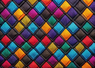 Black Rhombus Pattern Fabric Texture - Seamless Textile Background