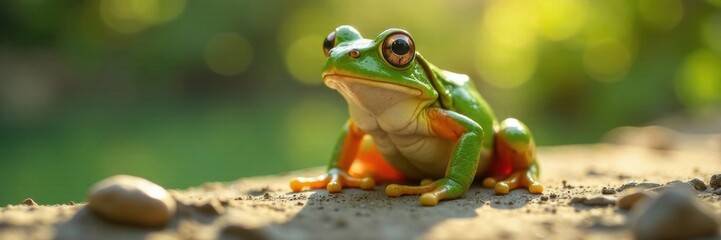 Frog with white pannel under sunlight, frog, sunlight, tree