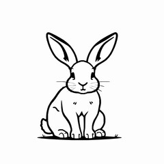 Obraz premium Rabbit Outline Icon, Black Stroke, Editable Vector, Fluffy Pet Illustration