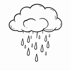 Rain Cloud Outline Icon, Weather Nature Vector, Editable Stroke, Minimalist Black Illustrations,