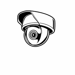 Fototapeta premium Surveillance Camera Outline Icon, Security Monitoring Vector, Editable Stroke, Minimalist Black Design,