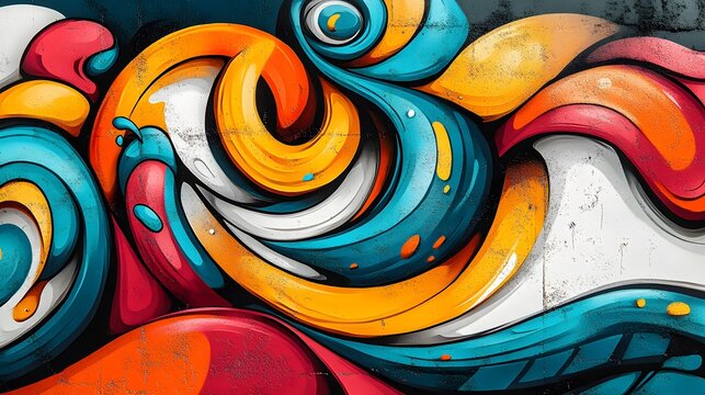 3d Graffiti art, featuring vibrant colors and colorful aesthetic waves