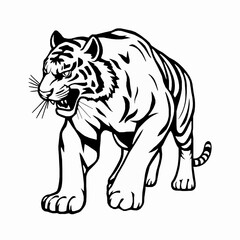 Obraz premium Tiger Outline Icon, Jungle Predator Vector, Editable Stroke, Black Isolated Design,