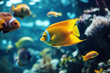 Fototapeta premium Colorful fish swimming gracefully in a vibrant underwater ecosystem. Generative AI