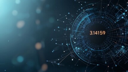 Obraz premium National Pi Day Celebration Futuristic Neon Display of Pi in a Dark Cosmic Environment