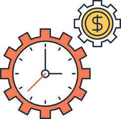time is money flat line web icon concept