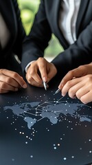 Franchise Growth & Brand Expansion Collaboration over a global business map.