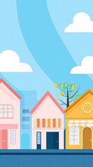 Franchise Growth & Brand Expansion Colorful houses with bright skies and trees.