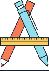 typography flat line web icon concept