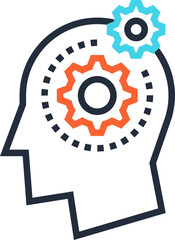 solution flat line web icon concept