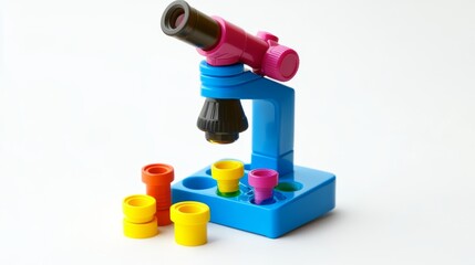 Fototapeta premium A colorful microscope set designed for children. This playful educational tool encourages scientific exploration and curiosity in young minds. Generative AI