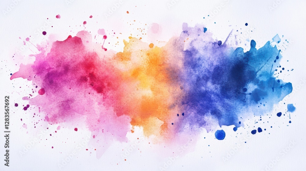 Poster vibrant watercolor abstract splash depicting a blend of colors and emotions in artistic expression. 
