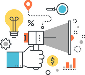 advertising and promo flat line design concept