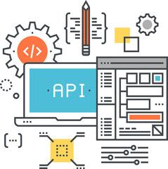 api interface flat line design concept