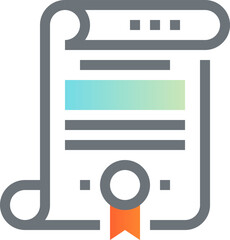certificate flat line web icon concept