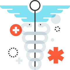 Obraz premium caduceus flat line web icon concept