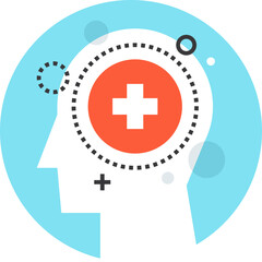 mental health flat line web icon concept