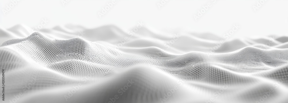 Poster white digital landscape with rolling hills in a grid pattern