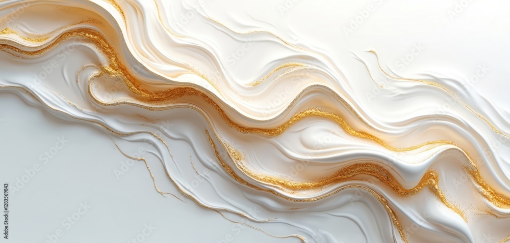 Poster abstract gold, white liquid background with flowing pattern. luxury elegant fluid design for decorat