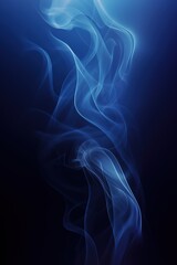 vertical image blue smoke swirling on black background, abstract foggy scene