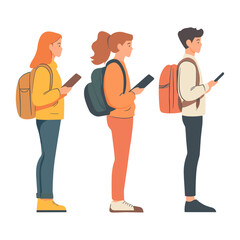 Fototapeta premium Group of students illustration backpacks adults vector