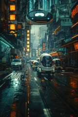 Obraz premium Autonomous self-driving car in a futuristic city